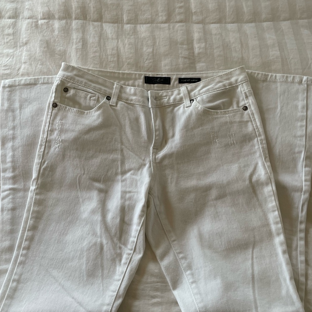 Jessica Simpson White Straight Leg Jeans Lightweight Denim